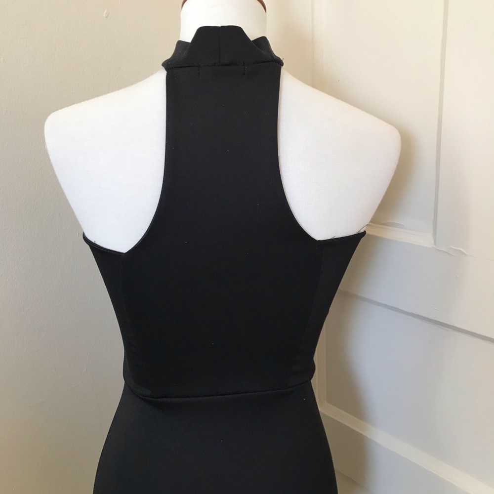 3/$30 Boohoo Black Form Fitting Choker Midi Dress Sz 4 - Picture 4 of 6